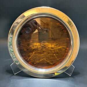 Vintage Oneida Tray Italian Style MCM Faux Tortoise Lucite Silver Plate 10”Dia